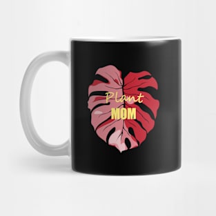 Plant Mom red Monstera deliciosa leaf Mug